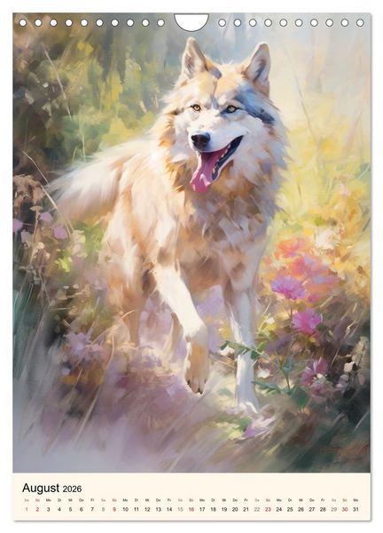 Produktbild: W&ouml;lfe. Zarte Aquarelle von beeindruckenden Tieren (Wandkalender 2026 DIN A4 hoch), CALVENDO Monatskalender