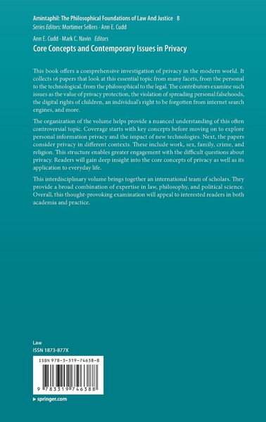 Produktbild: Core Concepts and Contemporary Issues in Privacy