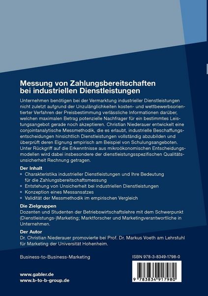 Produktbild: Messung von Zahlungsbereitschaften bei industriellen Dienstleistungen