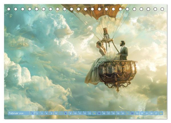 Produktbild: Ballonfahrt - Fantasie Stil (Tischkalender 2026 DIN A5 quer), CALVENDO Monatskalender