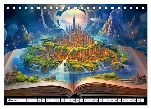 Produktbild: Mystische Welten - Mit B&uuml;chern die Grenzen der Phantasie erweitern (Tischkalender 2026 DIN A5 quer), CALVENDO Monatskalender
