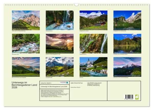 Produktbild: Unterwegs im Berchtesgadener Land 2026 (Wandkalender 2026 DIN A2 quer), CALVENDO Monatskalender