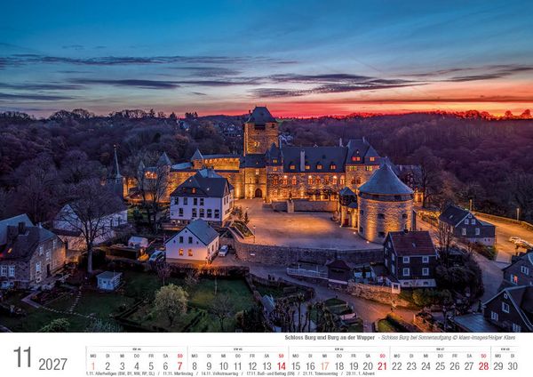 Produktbild: Schloss Burg und Burg an der Wupper 2027 Bildkalender A4 quer, spiralgebunden