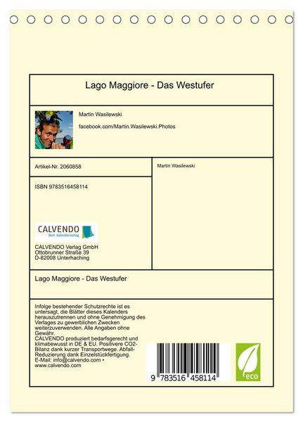 Produktbild: Lago Maggiore - Das Westufer (Tischkalender 2026 DIN A5 hoch), CALVENDO Monatskalender