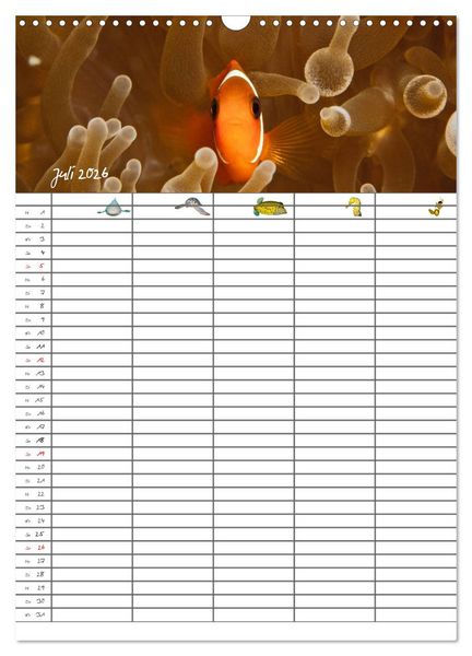 Produktbild: Der Unterwasser Familienplaner 2026 (Wandkalender 2026 DIN A3 hoch), CALVENDO Monatskalender