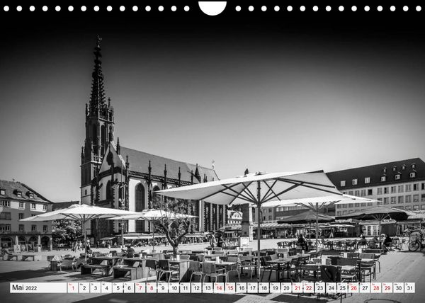 Produktbild: W&Uuml;RZBURG Monochrome Impressionen (Wandkalender 2022 DIN A4 quer)
