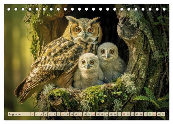 Produktbild: Eulen - furchtlos und elegant (Tischkalender 2027 DIN A5 quer), CALVENDO Monatskalender
