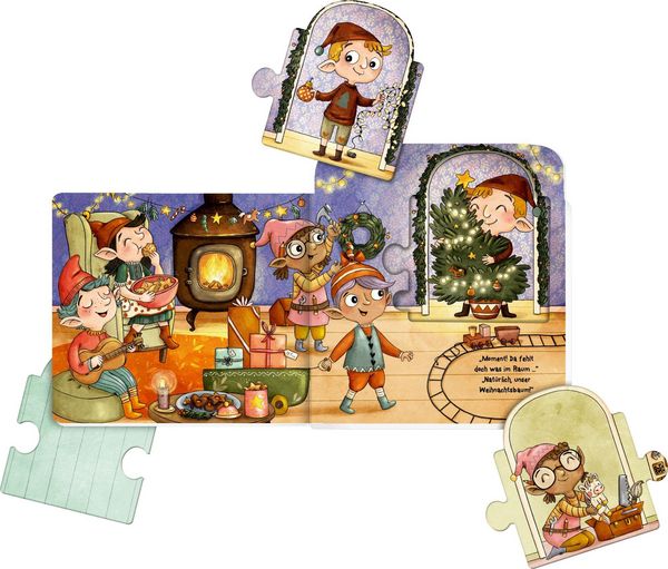Produktbild: Mein Mitmach-Puzzle-Buch: 5 Wichtel feiern Weihnachten