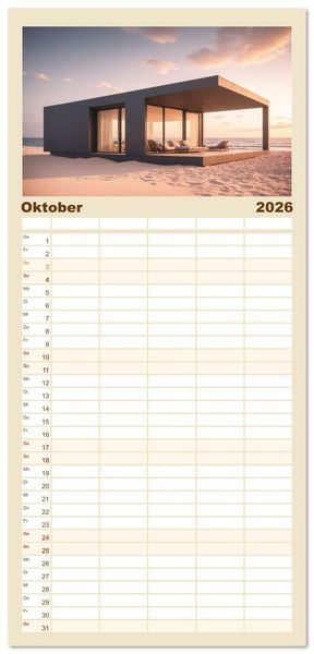 Produktbild: Familienplaner 2026 - Einsamkeit in Architektur mit 5 Spalten (Wandkalender, 21 x 45 cm) CALVENDO