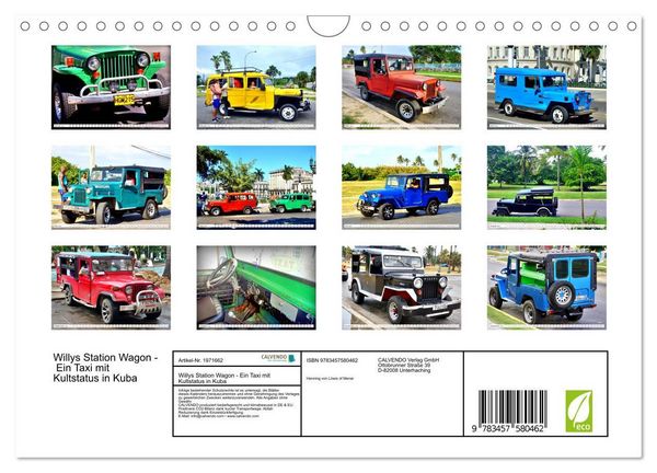 Produktbild: Willys Station Wagon - Ein Taxi mit Kultstatus in Kuba (Wandkalender 2026 DIN A4 quer), CALVENDO Monatskalender