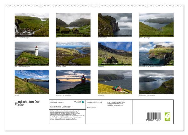 Produktbild: Landschaften Der F&auml;r&ouml;er (hochwertiger Premium Wandkalender 2026 DIN A2 quer), Kunstdruck in Hochglanz