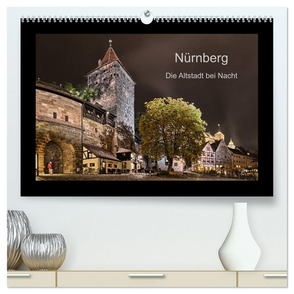 Nürnberg - Die Altstadt bei Nacht (hochwertiger Premium Wandkalender 2026 DIN A2 quer), Kunstdruck in Hochglanz