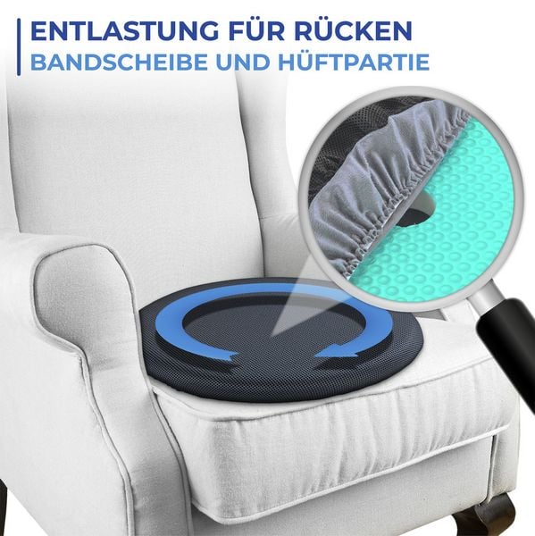 Produktbild: Gel Dreh-Sitzkissen Mod. Komfort, Orthopädisches Visco-Drehkissen
