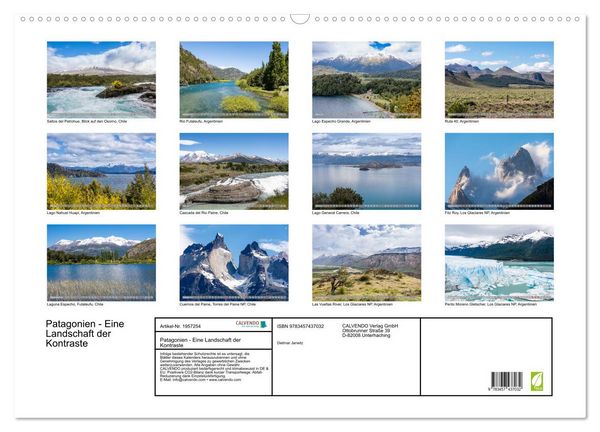 Produktbild: Patagonien - Eine Landschaft der Kontraste (Wandkalender 2026 DIN A2 quer), CALVENDO Monatskalender