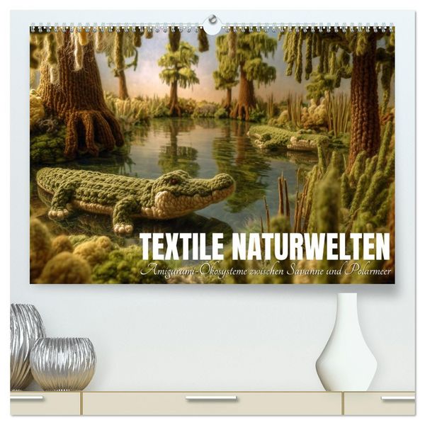 Produktbild: Textile Naturwelten. Amigurumi-&Ouml;kosysteme zZwischen Polarmeer und Savanne (hochwertiger Premium Wandkalender 2027 DIN A2 quer), Kunstdruck in Hochglanz