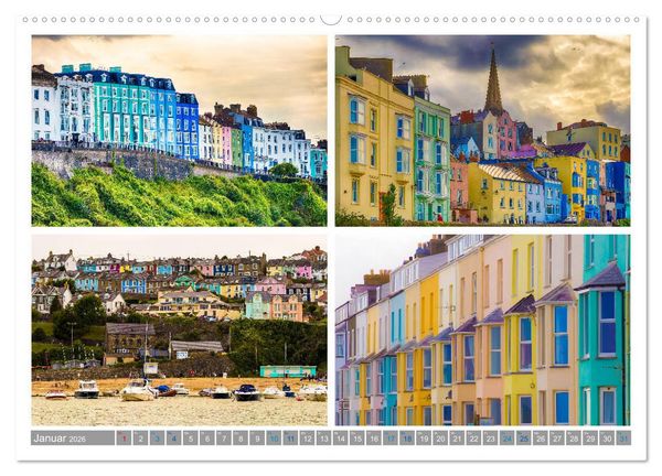Produktbild: Sehnsucht Wales - Collagen eines Landes (Wandkalender 2026 DIN A2 quer), CALVENDO Monatskalender
