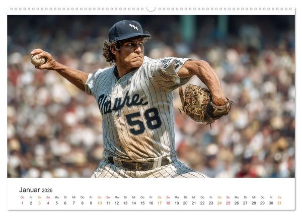 Produktbild: Power Baseball (hochwertiger Premium Wandkalender 2026 DIN A2 quer), Kunstdruck in Hochglanz
