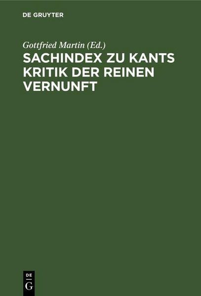 Produktbild: Sachindex zu Kants Kritik der reinen Vernunft