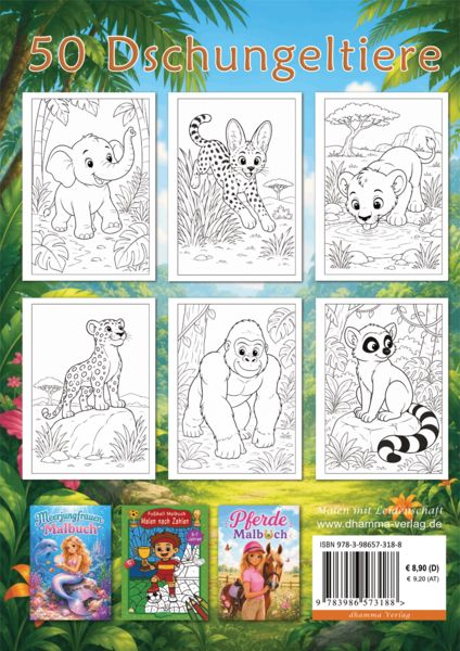Produktbild: Dschungeltiere Malbuch f&uuml;r Kinder von 5&ndash;7 Jahren mit 50 sch&ouml;nen Ausmalbildern
