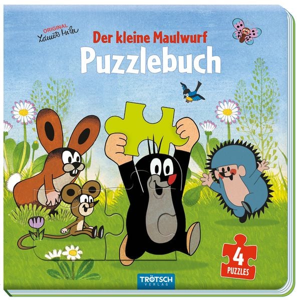 Produktbild: Tr&ouml;tsch Der kleine Maulwurf Puzzlebuch mit 4 Puzzle Maulwurf