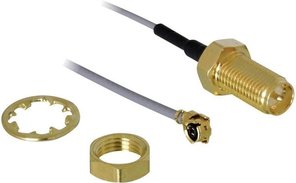 Delock WLAN-Antennen Verlängerungskabel [1x IPEX-Stecker - 1x RP-SMA-Buchse] 30.00 cm Grau vergoldete Steckkontakte