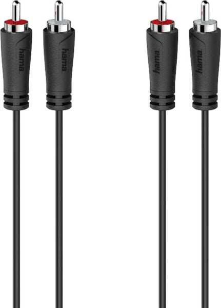 Hama 00205093 Cinch Audio Anschlusskabel [2x Cinch-Stecker - 2x Cinch-Stecker] 5m Schwarz