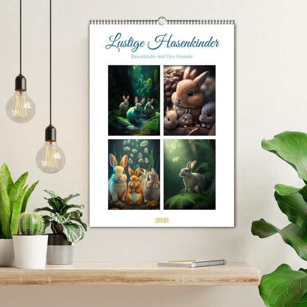 Produktbild: Lustige Hasenkinder (Wandkalender 2026 DIN A2 hoch), CALVENDO Monatskalender