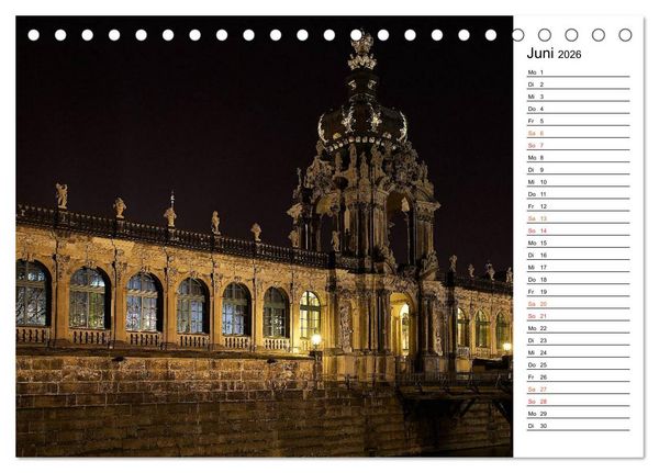 Produktbild: Eine Nacht in Dresden (Tischkalender 2026 DIN A5 quer), CALVENDO Monatskalender