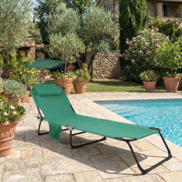 Produktbild: Sonnenliege Liegestuhl Gartenliege Dach Bindox L