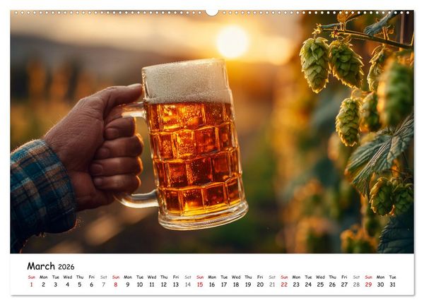 Produktbild: A Year of Beer - Bavarian Brews and Scenic Views (High Quality Premium Wall Calendar 2026 DIN A2 landscape),CALVENDO 12 Month Wall Calendar