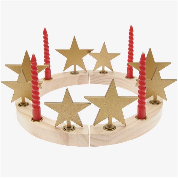 Produktbild: Holzfiguren f&uuml;r Adventskranz, Stern gold,