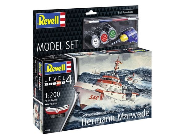 Produktbild: Model Set Seenotkreuzer Hermann Marwede, Revell Modellbausatz mit Basiszubeh&ouml;r