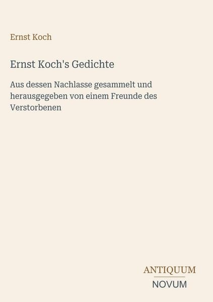 Produktbild: Ernst Koch's Gedichte