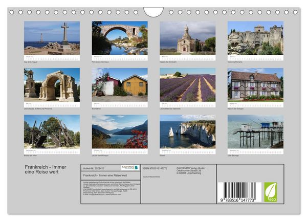 Produktbild: Frankreich - Immer eine Reise wert (Wandkalender 2026 DIN A4 quer), CALVENDO Monatskalender