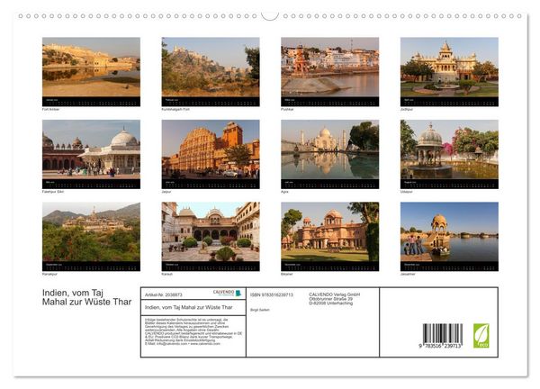 Produktbild: Indien, vom Taj Mahal zur W&uuml;ste Thar (hochwertiger Premium Wandkalender 2026 DIN A2 quer), Kunstdruck in Hochglanz