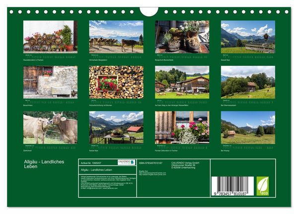 Produktbild: Allg&auml;u - Landliches Leben (Wandkalender 2026 DIN A4 quer), CALVENDO Monatskalender