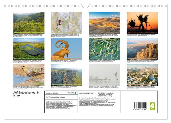 Produktbild: Auf Entdeckertour in Israel (Wandkalender 2026 DIN A3 quer), CALVENDO Monatskalender