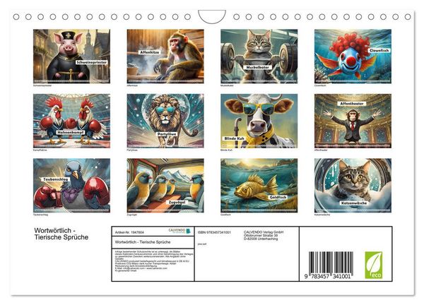 Produktbild: Wortw&ouml;rtlich - Tierische Spr&uuml;che (Wandkalender 2026 DIN A4 quer), CALVENDO Monatskalender