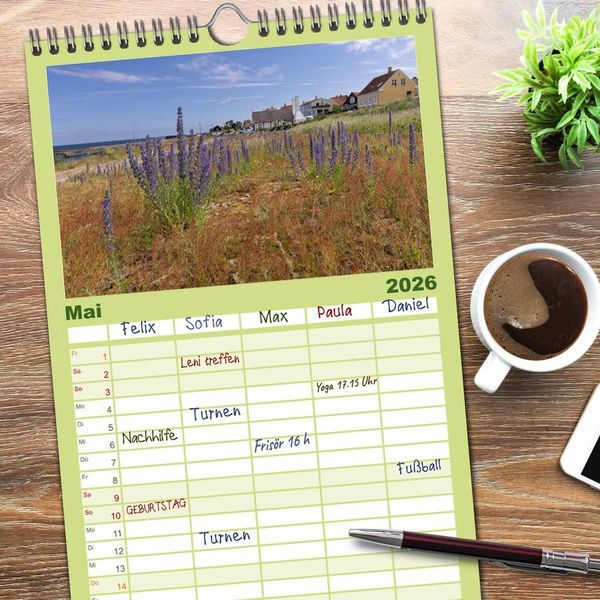Produktbild: Familienplaner 2026 - Bornholm Juwel der Ostsee mit 5 Spalten (Wandkalender, 21 x 45 cm) CALVENDO