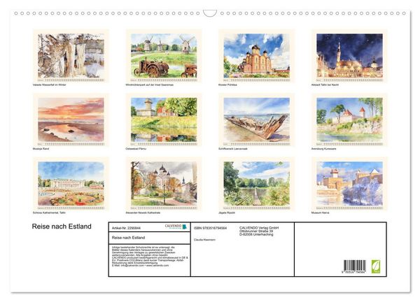Produktbild: Reise nach Estland (Wandkalender 2027 DIN A2 quer), CALVENDO Monatskalender