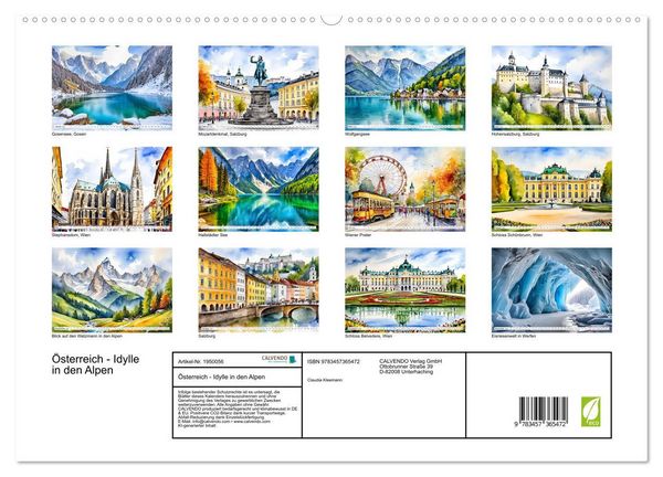 Produktbild: &Ouml;sterreich - Idylle in den Alpen (hochwertiger Premium Wandkalender 2026 DIN A2 quer), Kunstdruck in Hochglanz
