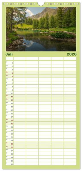 Produktbild: Familienplaner 2026 - Natur im Aostatal mit 5 Spalten (Wandkalender, 21 x 45 cm) CALVENDO