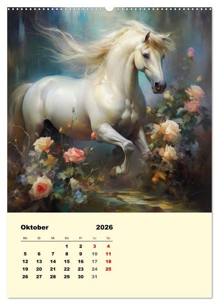 Produktbild: Pferde im romantischen Barockstil (Wandkalender 2026 DIN A2 hoch), CALVENDO Monatskalender