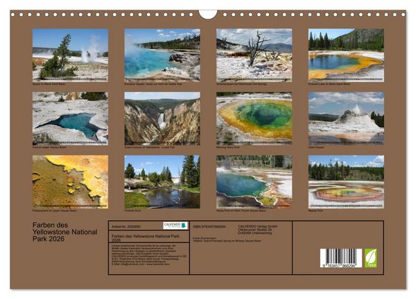 Produktbild: Farben des Yellowstone National Park 2026 (Wandkalender 2026 DIN A3 quer), CALVENDO Monatskalender