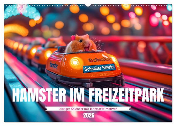 Produktbild: Hamster im Freizeitpark - Lustiger Kalender mit Jahrmarkt-Motiven (Wandkalender 2026 DIN A2 quer), CALVENDO Monatskalender