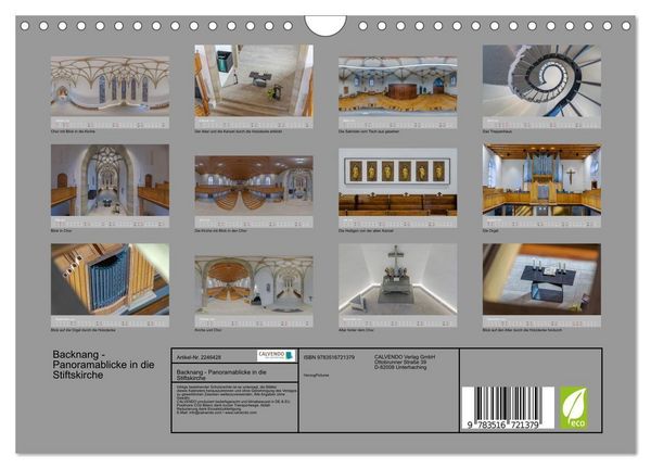 Produktbild: Backnang - Panoramablicke in die Stiftskirche (Wandkalender 2026 DIN A4 quer), CALVENDO Monatskalender