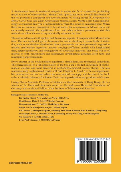 Produktbild: Nonparametric Monte Carlo Tests and Their Applications