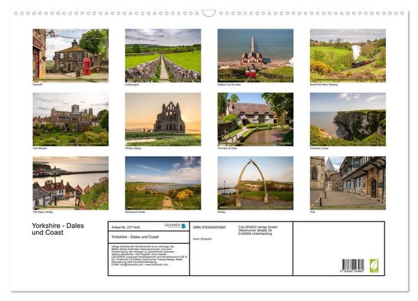 Produktbild: Yorkshire - Dales und Coast (Wandkalender 2027 DIN A2 quer), CALVENDO Monatskalender