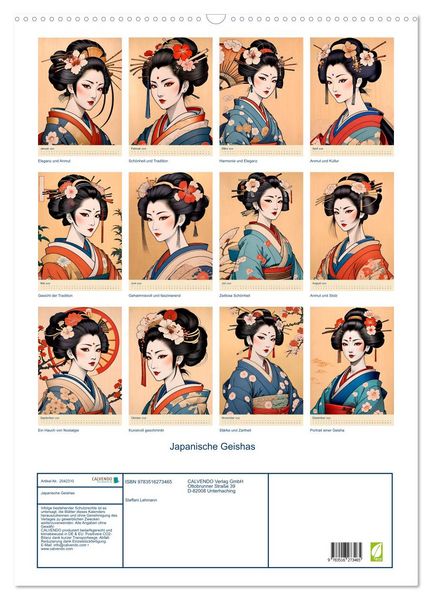 Produktbild: Japanische Geishas (Wandkalender 2026 DIN A2 hoch), CALVENDO Monatskalender