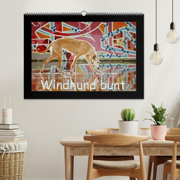 Produktbild: Windhund bunt (Wandkalender 2026 DIN A2 quer), CALVENDO Monatskalender